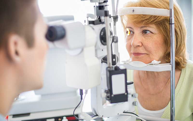 patient getting eye exam